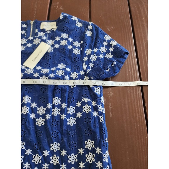NWT Francesca's Jun & Ivy Blue Floral Eyelet Embroidered Sheath‎ Dress. Size S - Picture 9 of 9
